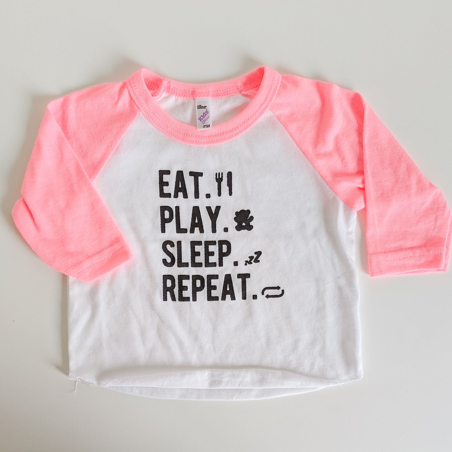 Eat. Play. Sleep. Repeat. Baseball Tee • 3-6 months